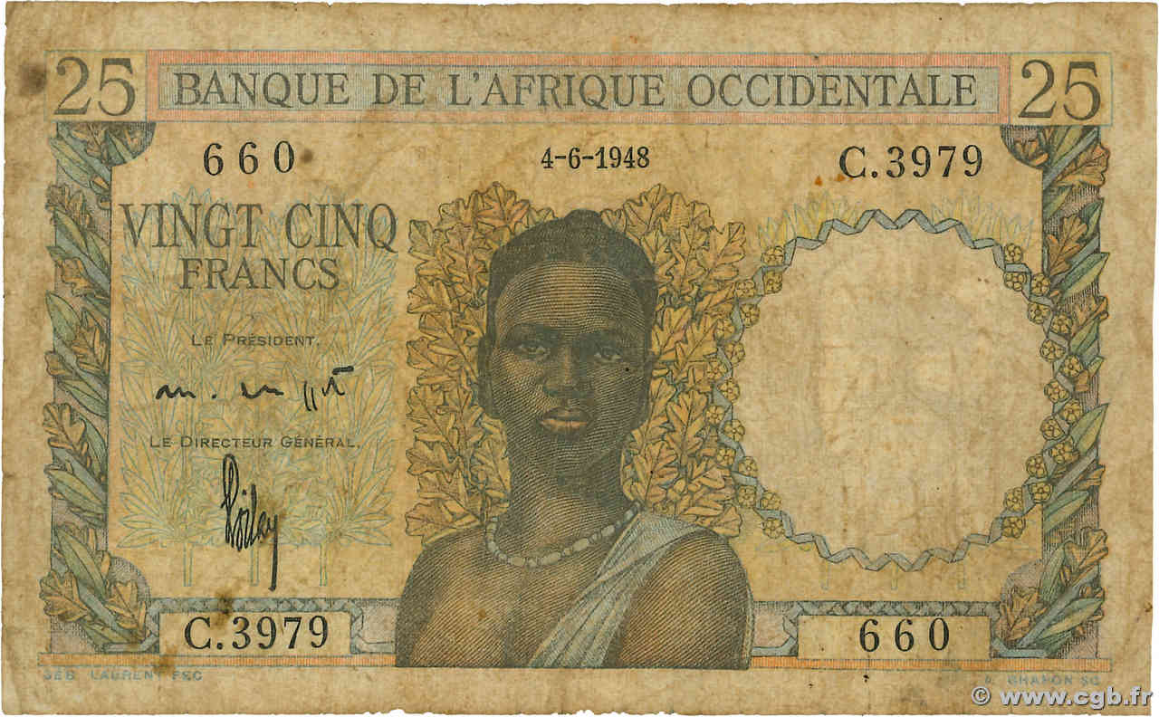 25 Francs AFRIQUE OCCIDENTALE FRANÇAISE (1895-1958)  1948 P.38 B