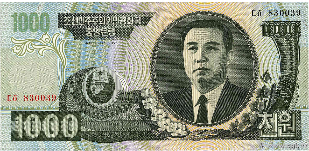 1000 Won NORDKOREA  2002 P.45a ST
