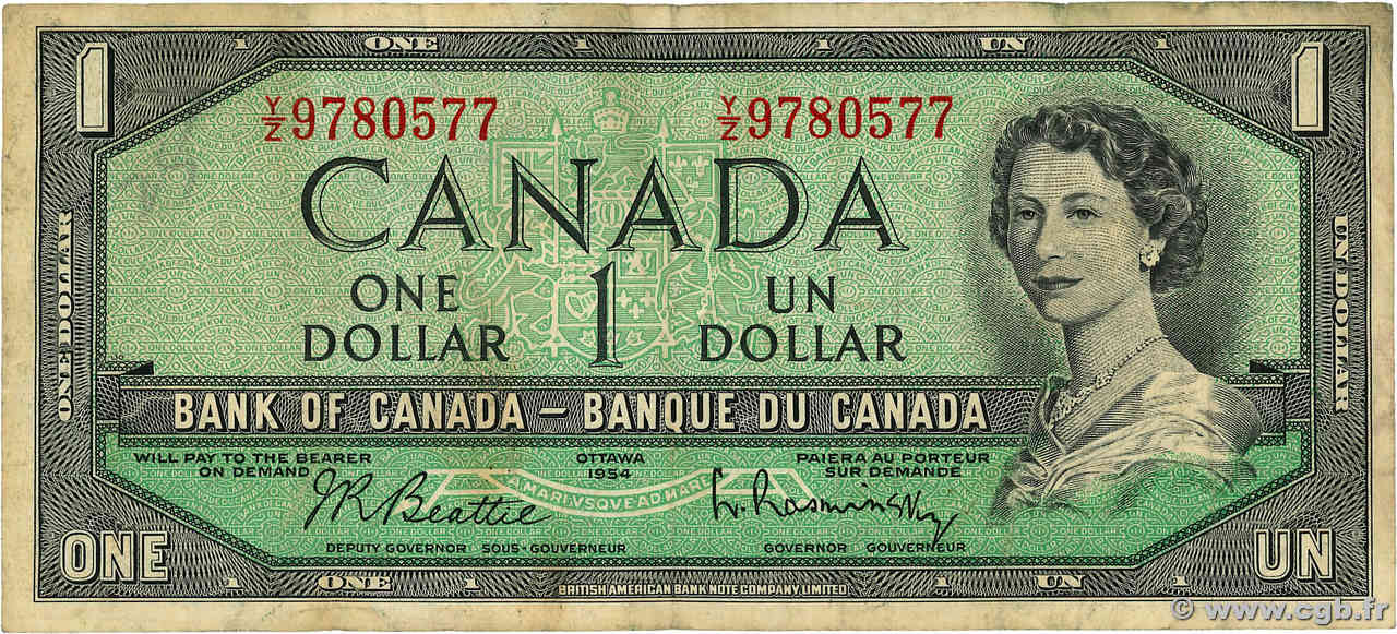 1 Dollar CANADA  1954 P.075b TB