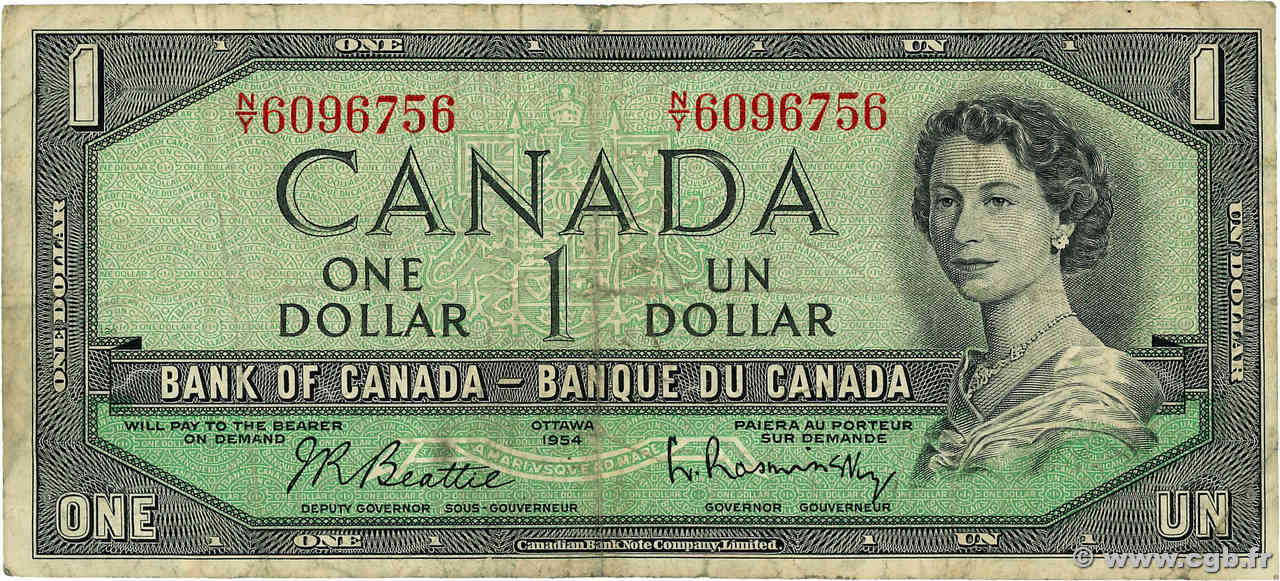 1 Dollar CANADA  1954 P.074b TB