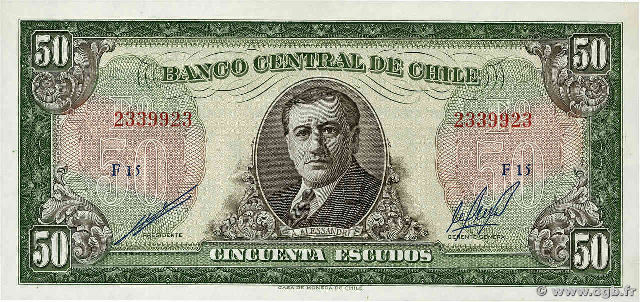50 Escudos CHILI  1964 P.140b NEUF
