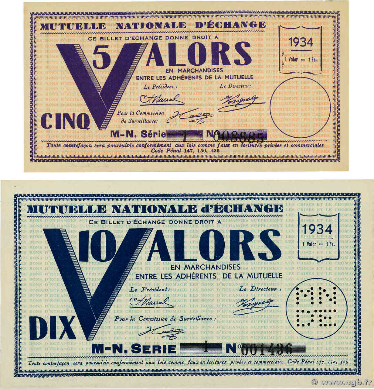5 et 10 Valors Lot FRANCE regionalism and miscellaneous Nice 1934  UNC