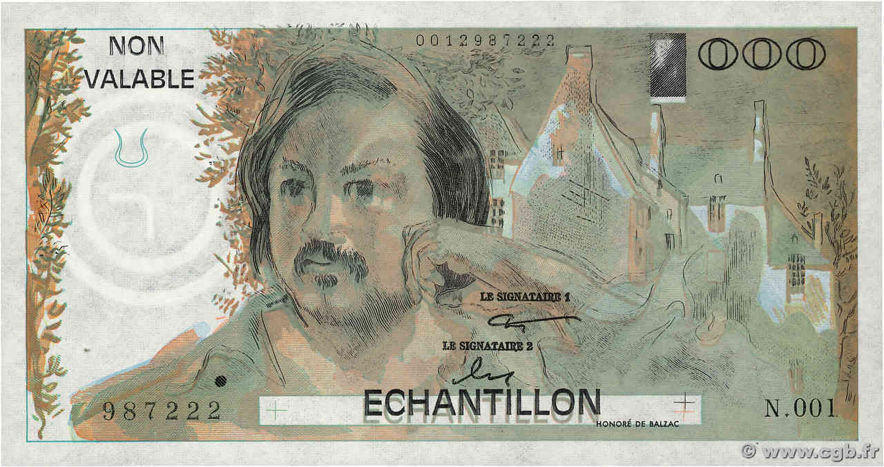 1000 Francs BALZAC Échantillon FRANCE  1980 EC.1980.01 UNC