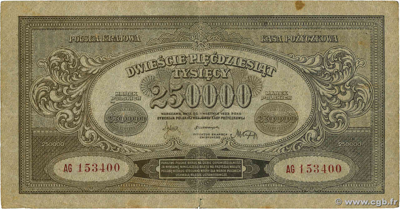 250000 Marek POLOGNE  1923 P.035 TB