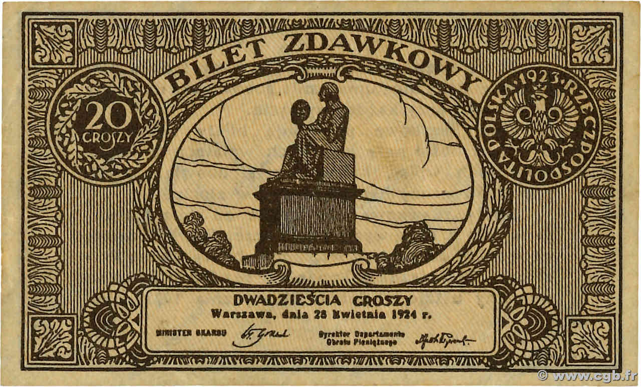 20 Groszy POLONIA  1924 P.045 EBC