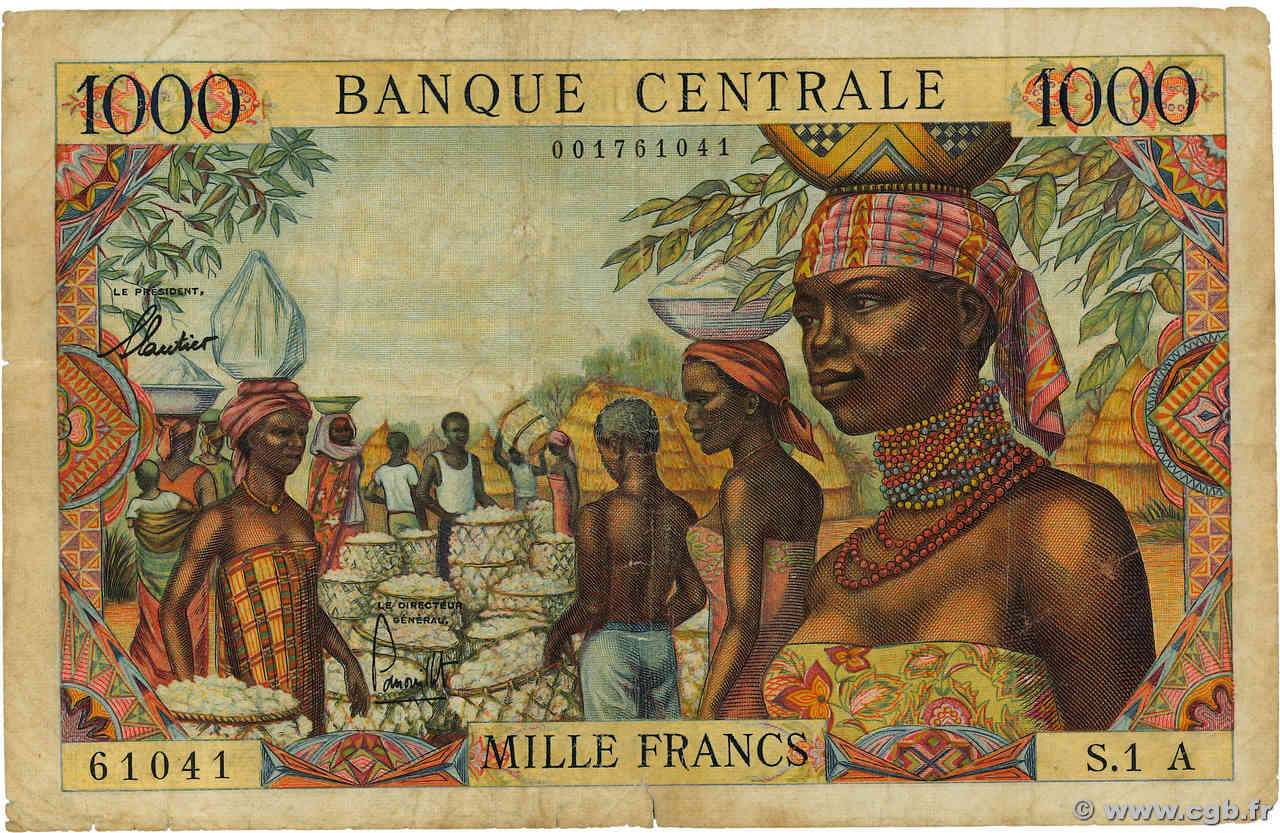 1000 Francs ÉTATS DE L AFRIQUE ÉQUATORIALE  1963 P.05a pr.TB