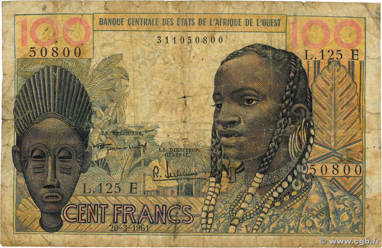 100 Francs STATI AMERICANI AFRICANI  1964 P.501Eb q.B