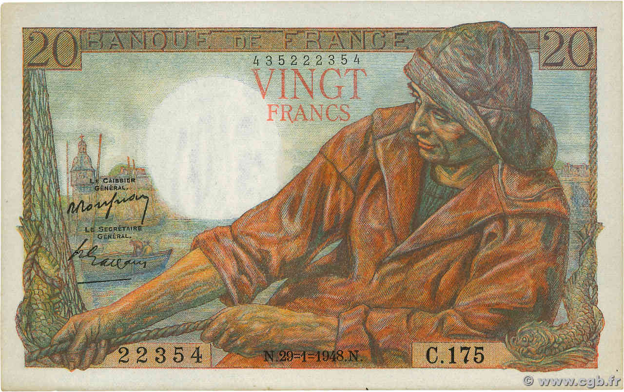 20 Francs PÊCHEUR FRANCE  1948 F.13.12 SPL