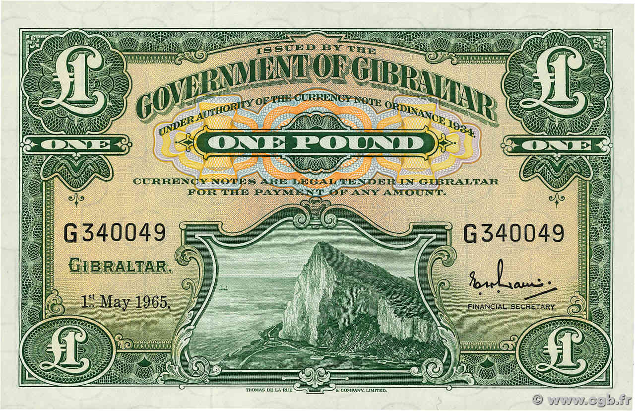 1 Pound GIBRALTAR  1965 P.18a SC+