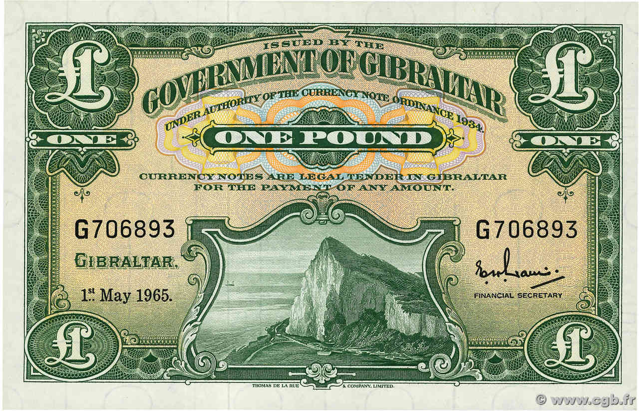 1 Pound GIBRALTAR  1965 P.18a UNC-