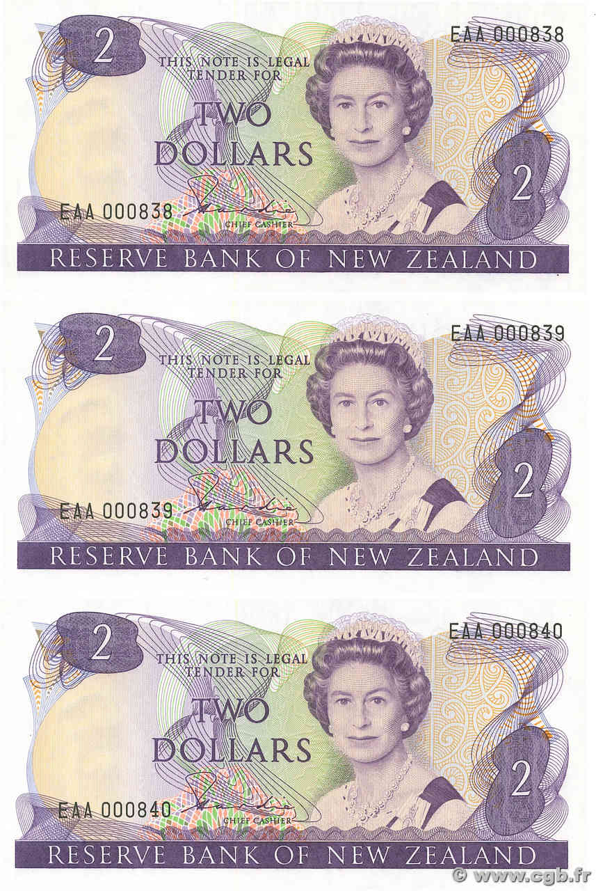 2 Dollars Consécutifs NOUVELLE-ZÉLANDE  1981 P.170a pr.NEUF