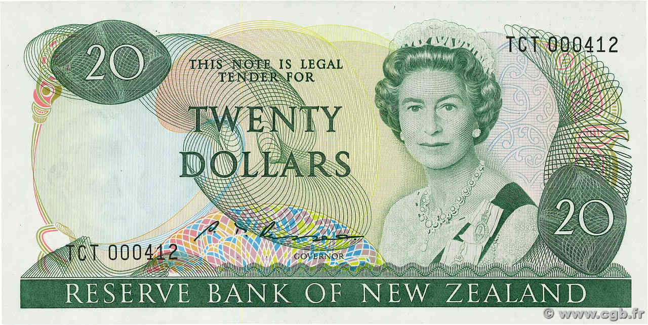 20 Dollars Petit numéro NOUVELLE-ZÉLANDE  1985 P.173b NEUF