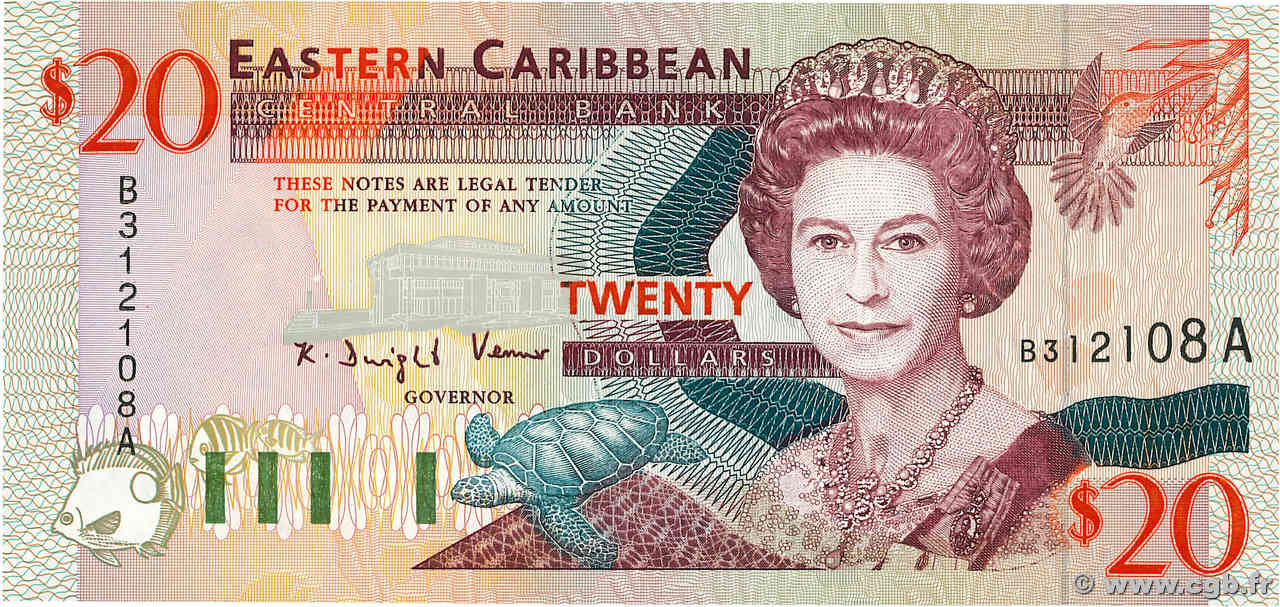 20 Dollars EAST CARIBBEAN STATES  1994 P.33a UNC