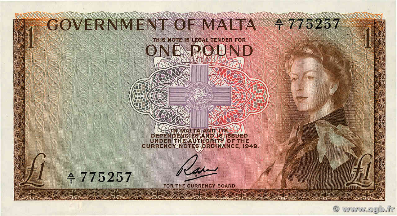 1 Pound MALTE  1963 P.26a AU-