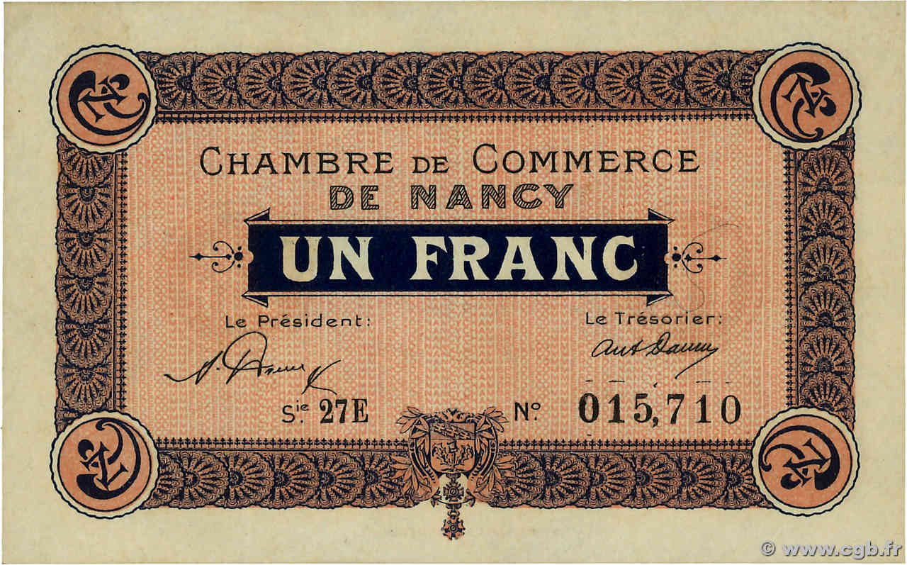 1 Franc FRANCE régionalisme et divers Nancy 1921 JP.087.49
 SPL