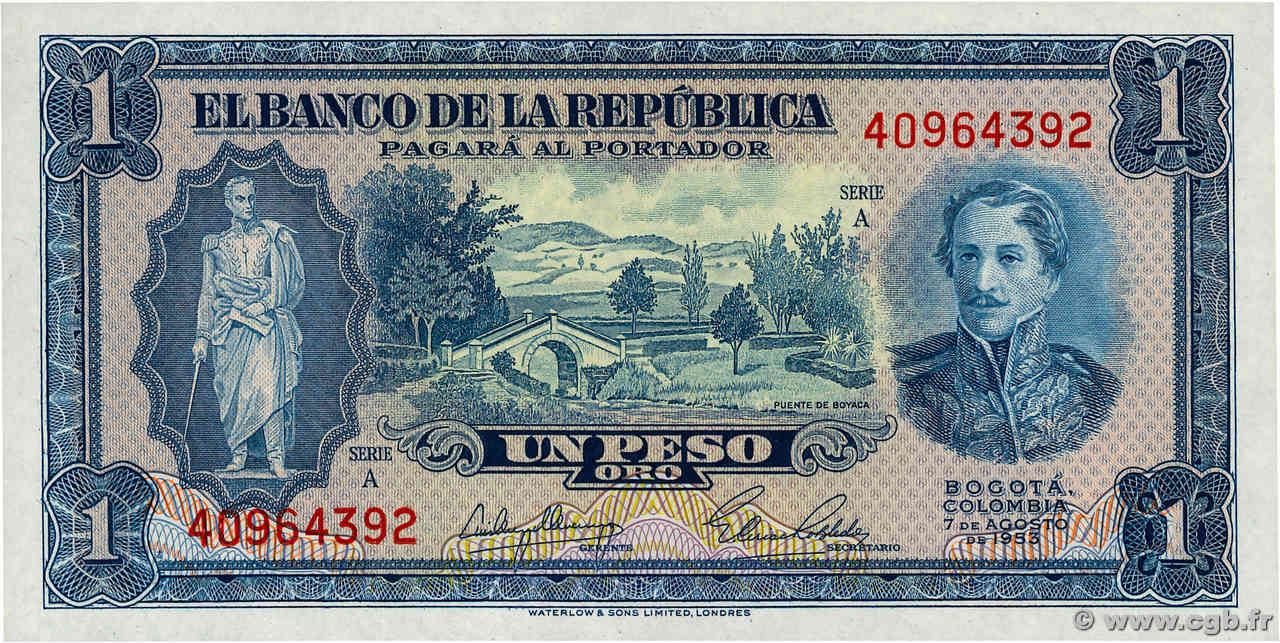 1 Peso Oro COLOMBIA  1953 P.398 q.FDC