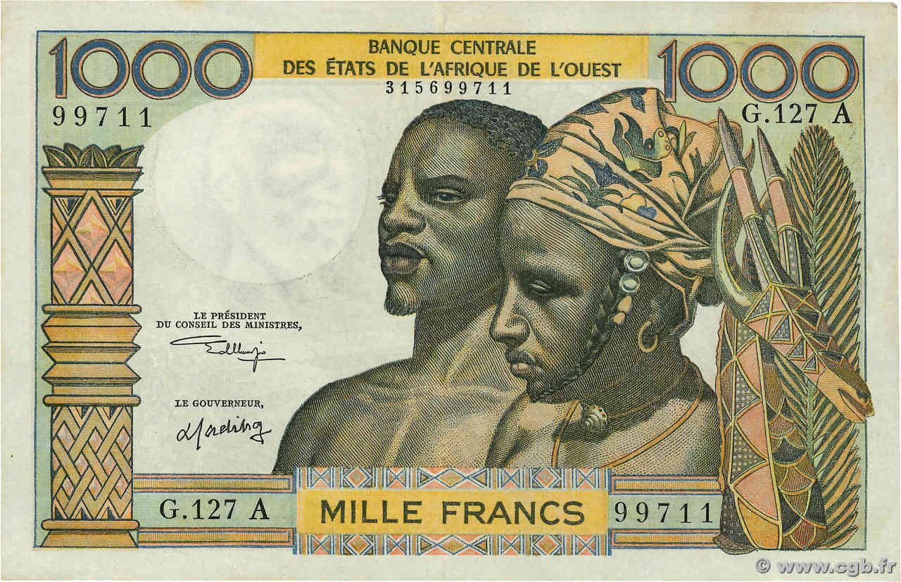1000 Francs ÉTATS DE L AFRIQUE DE L OUEST  1966 P.103Ak SUP