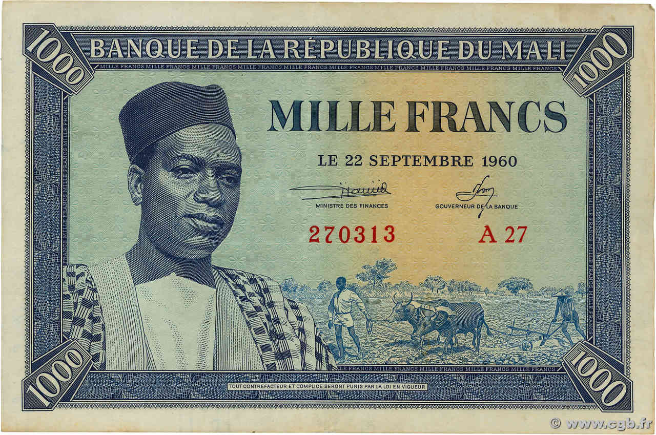1000 Francs MALI  1960 P.04 TTB