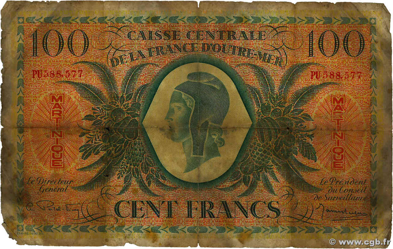 100 Francs MARTINIQUE  1946 P.25 B