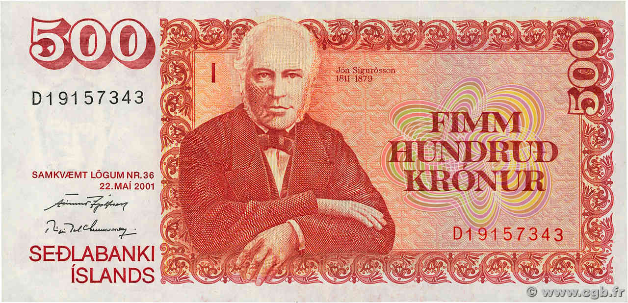 500 Kronur ISLANDE  2001 P.58A pr.SUP