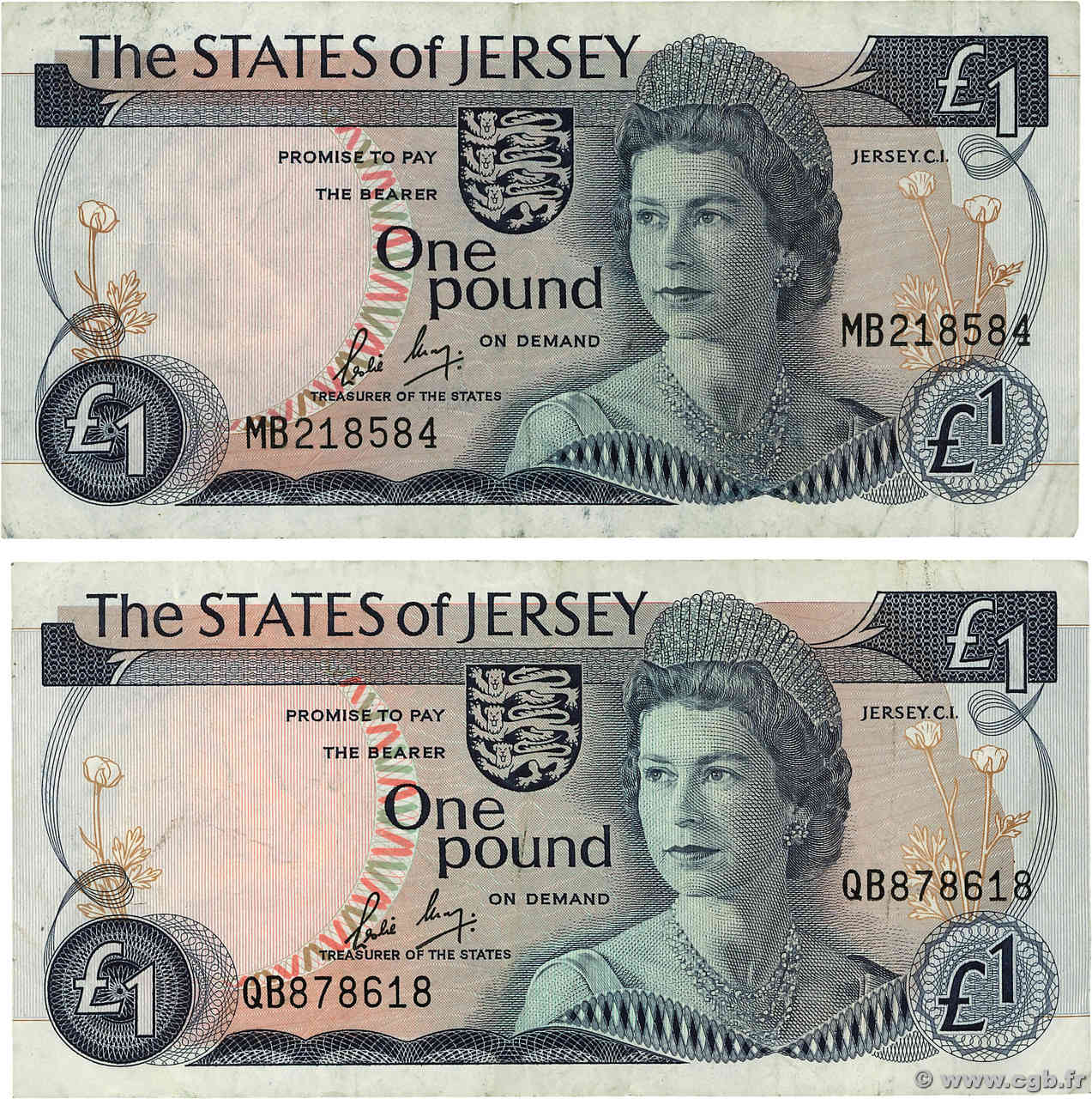 1 Pound Lot JERSEY  1976 P.11b TB+