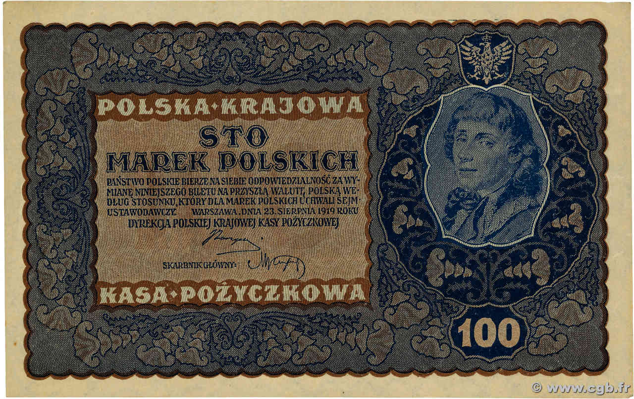 100 Marek POLONIA  1919 P.027 SC