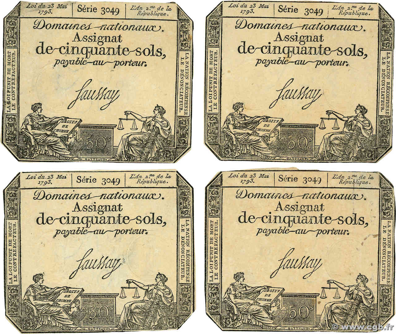 50 Sols Lot FRANCE  1793 Ass.42c SUP
