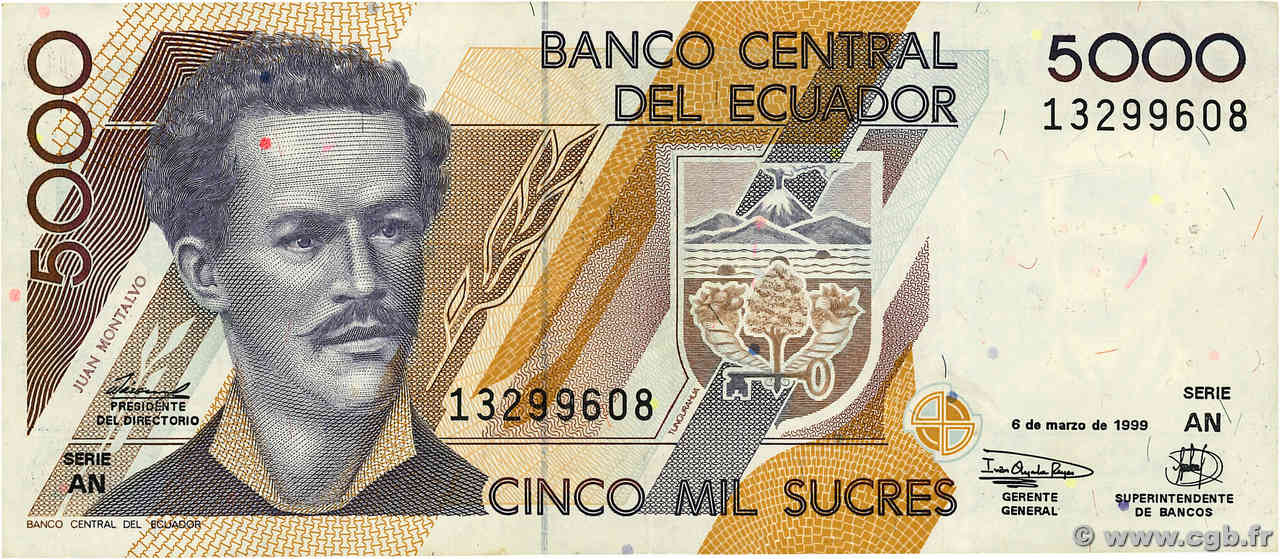 5000 Sucres ECUADOR  1999 P.126 MBC+