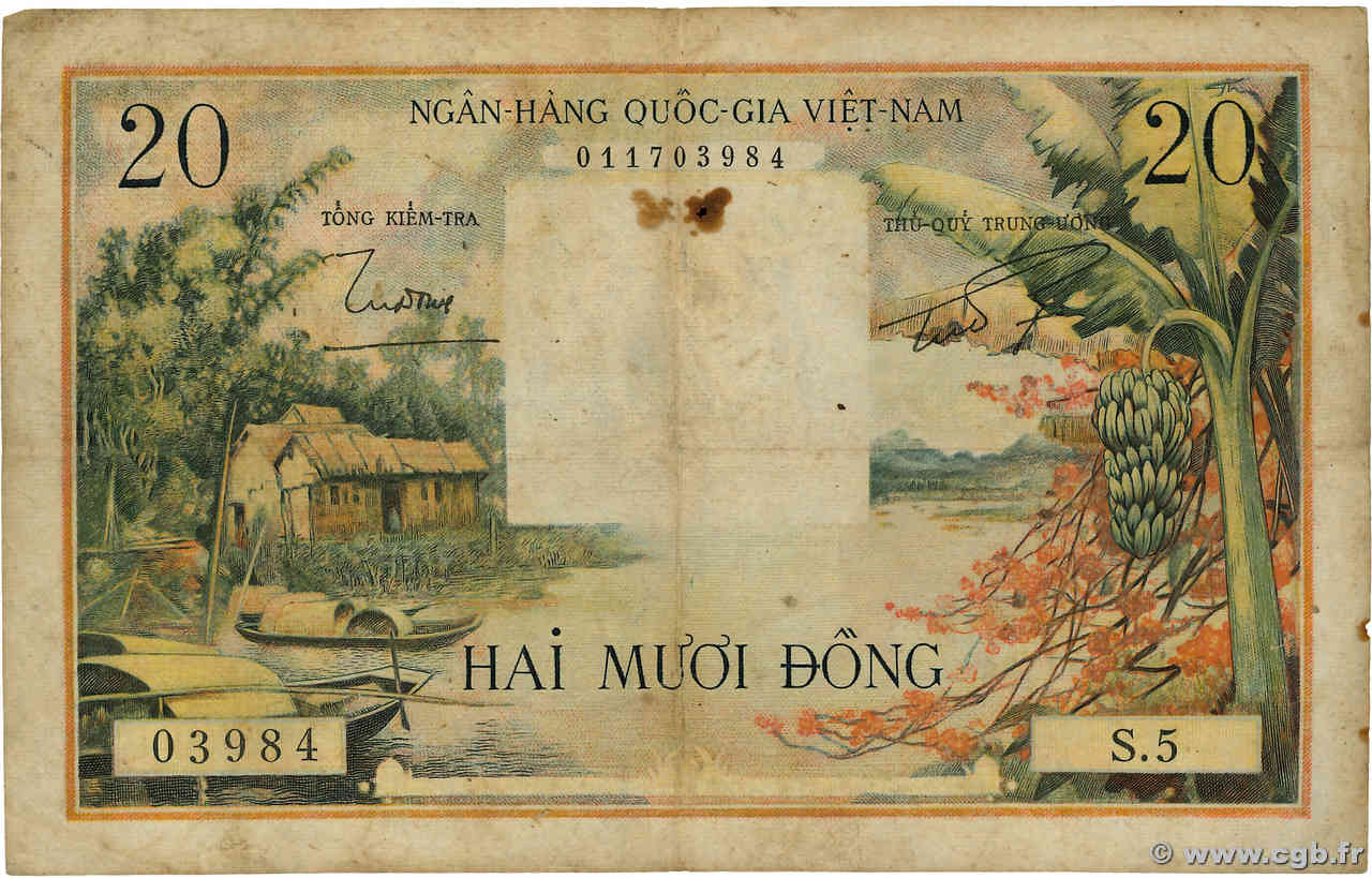 20 Dong VIET NAM SUD  1956 P.04a B+