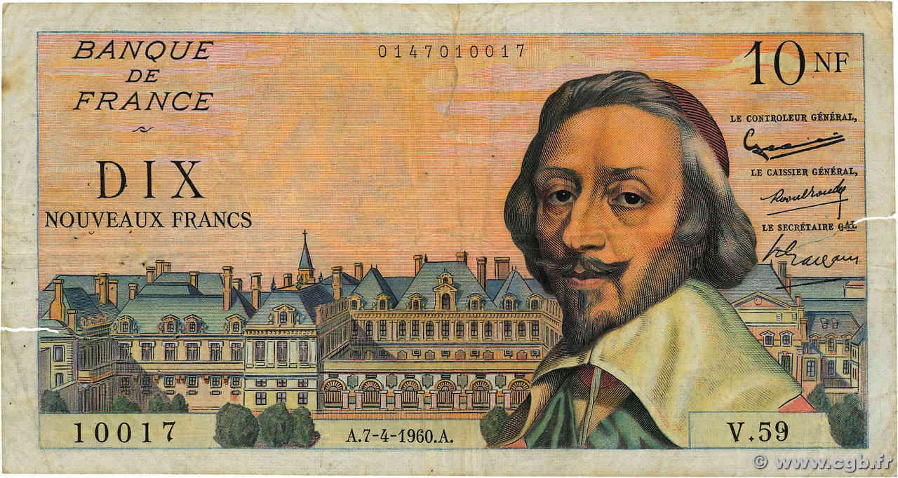10 Nouveaux Francs RICHELIEU FRANCE  1960 F.57.06 TB