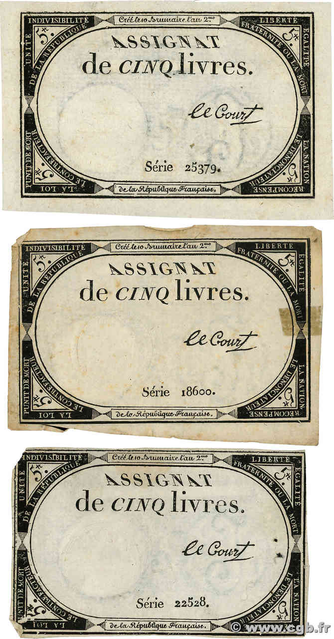 5 Livres FRANCE  1793 Ass.46a TTB+