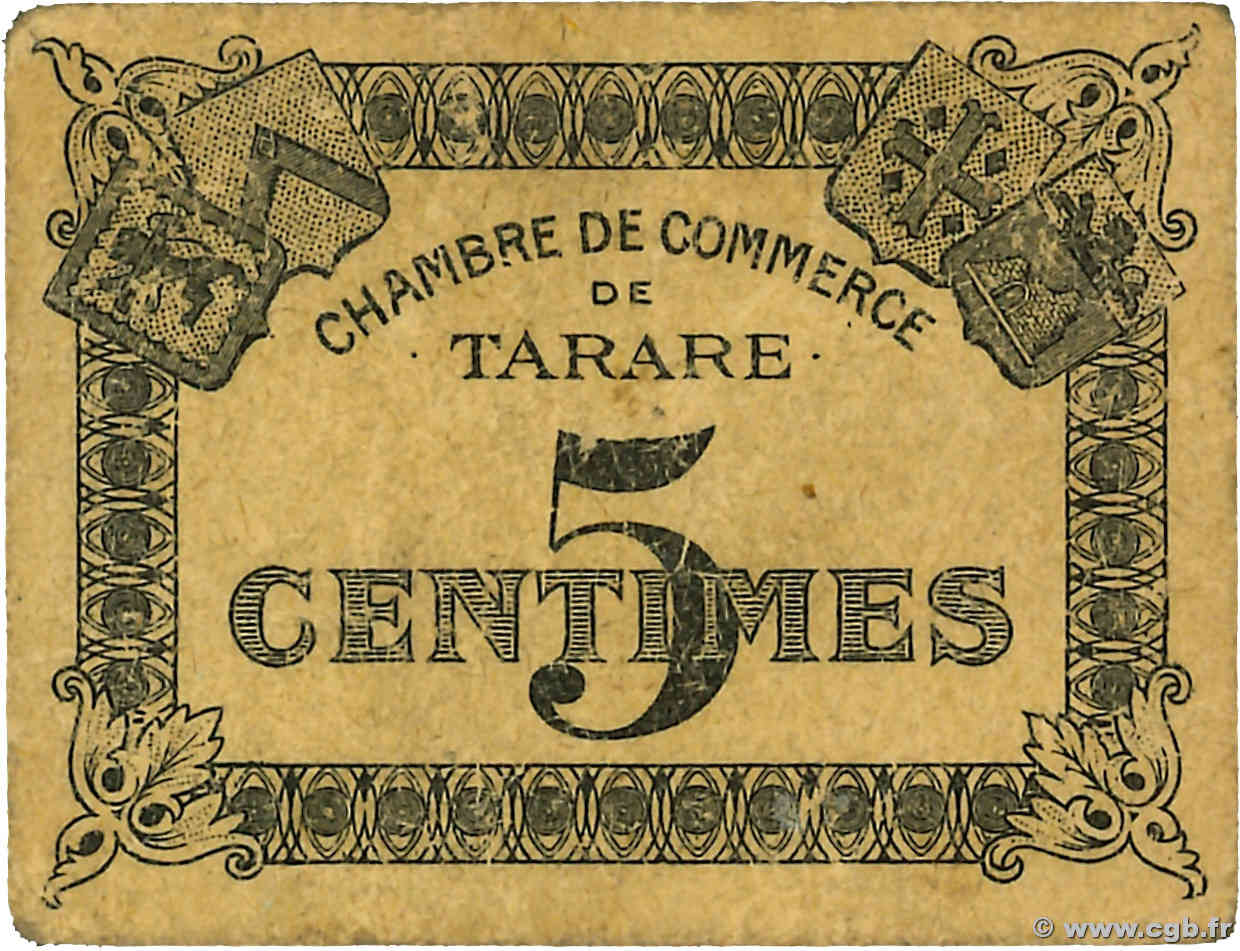 5 Centimes FRANCE régionalisme et divers Tarare 1920 JP.119.35 TB+