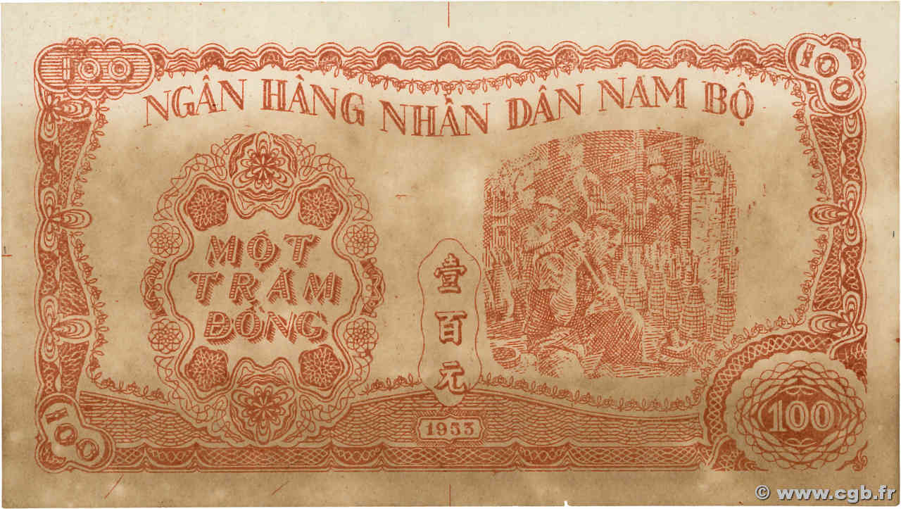 100 Dong Épreuve VIETNAM  1953 P.- VF