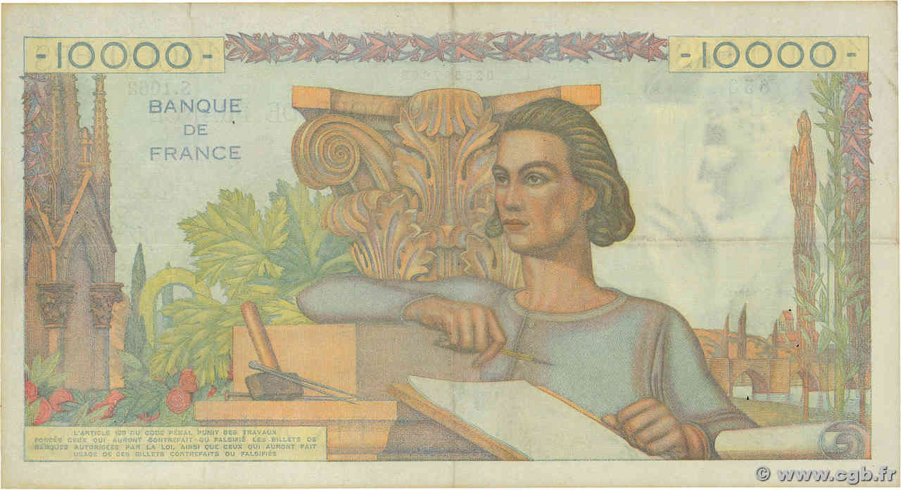Billet De Banque France - 10000 Francs Génie Français 1955 - F.50.74 - SUP