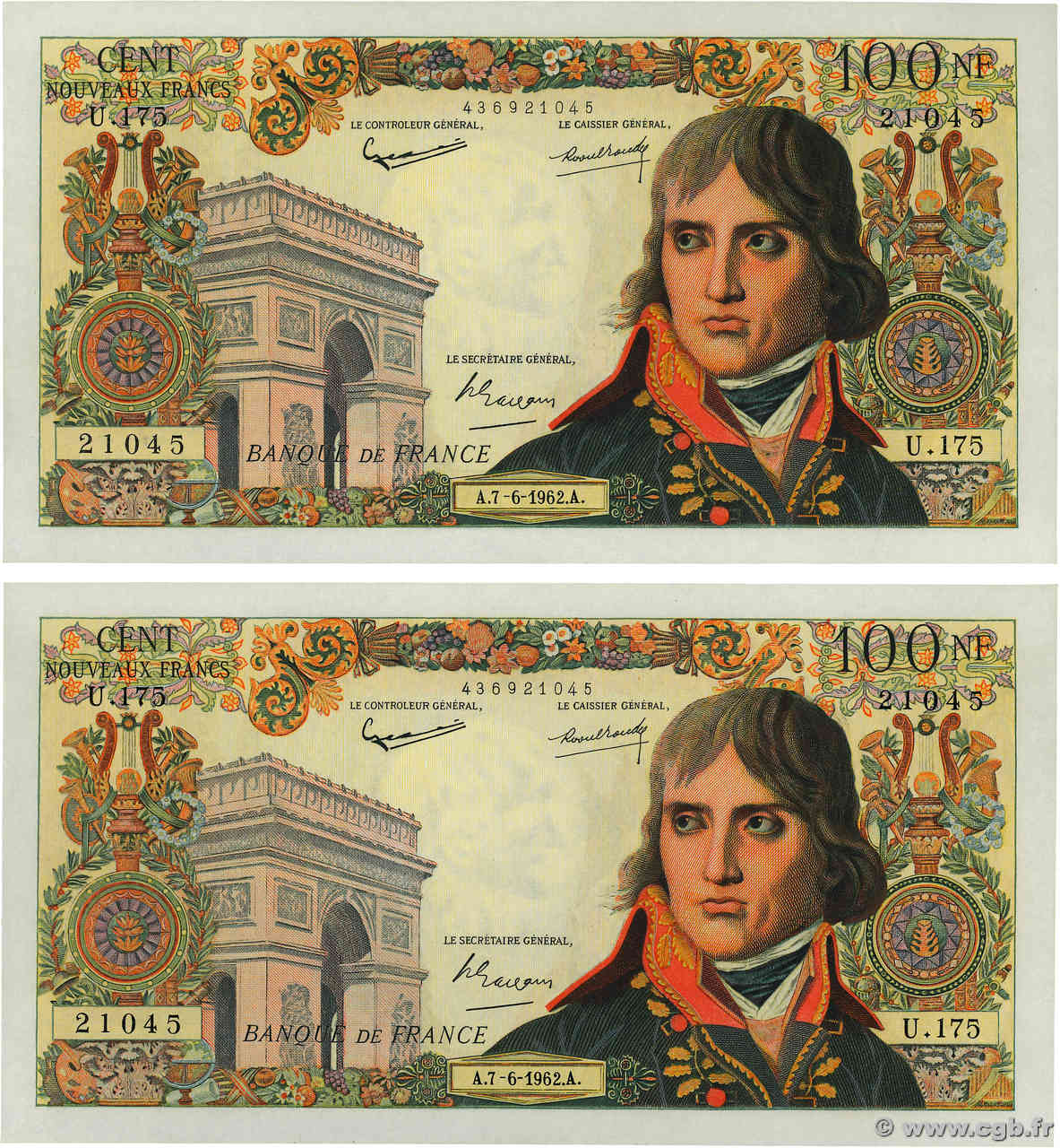 100 Nouveaux Francs BONAPARTE BOJARSKI Faux FRANCE  1962 F.59.16x NEUF