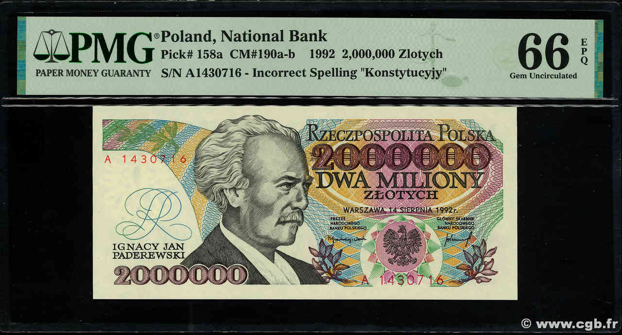 2000000 Zlotych POLONIA  1992 P.158a FDC
