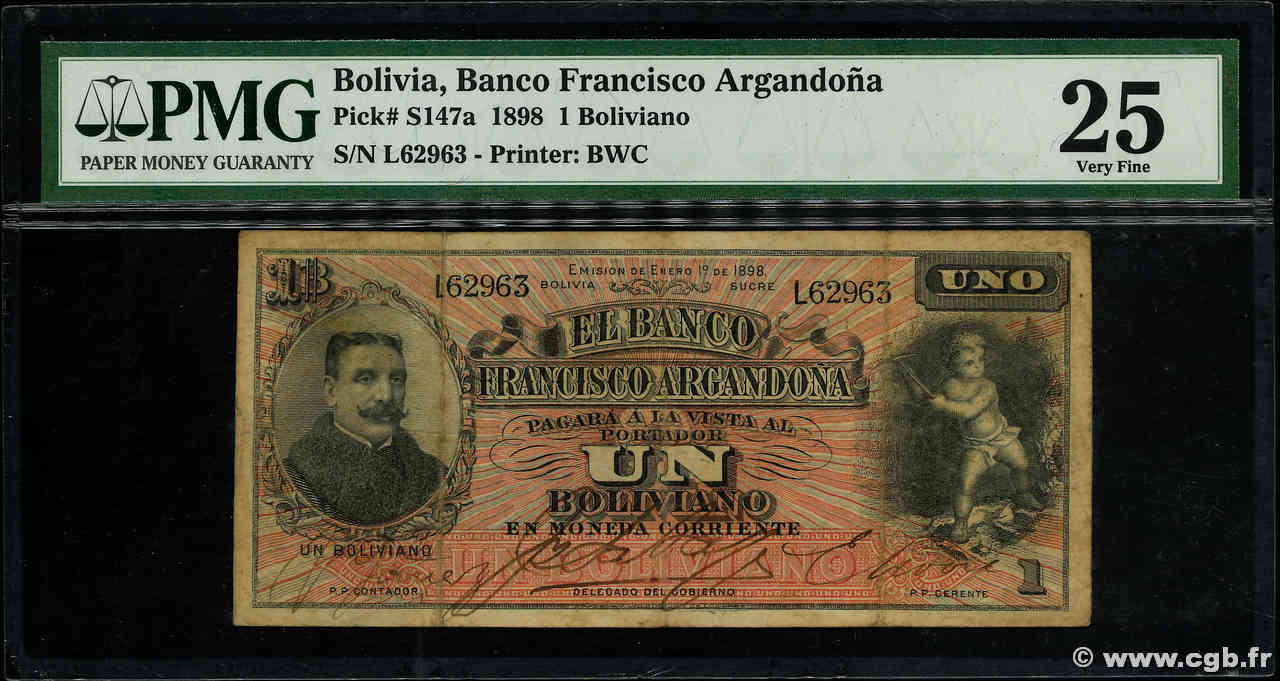 1 Boliviano BOLIVIEN  1898 PS.147a SS