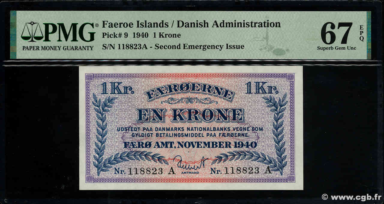 1 Krone FÄRÖER-INSELN  1940 P.09 ST