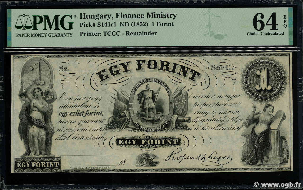 1 Forint UNGHERIA  1852 PS.141r1 q.FDC