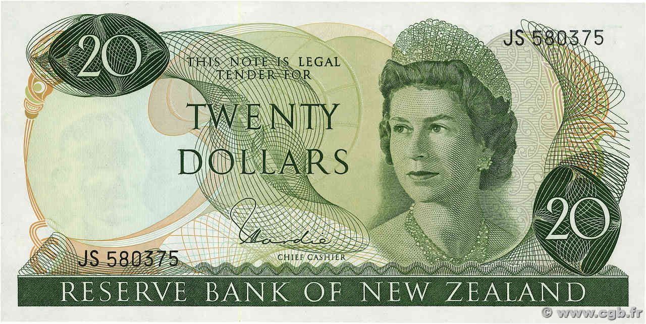 20 Dollars NOUVELLE-ZÉLANDE  1975 P.167d SPL