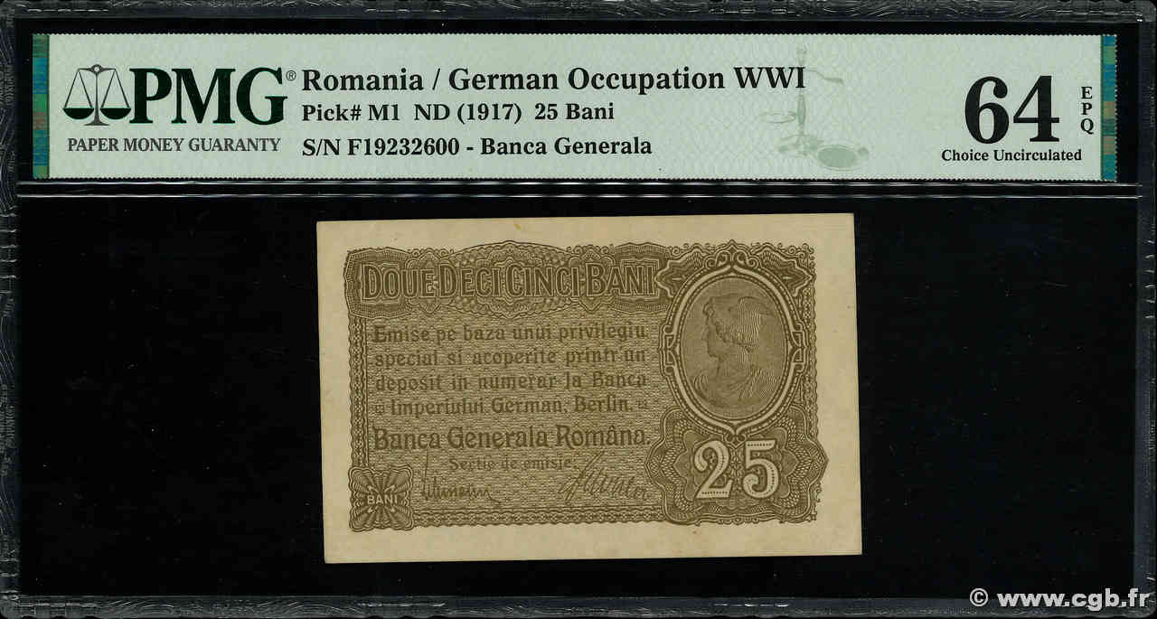 25 Bani ROMANIA  1917 P.M01 q.FDC
