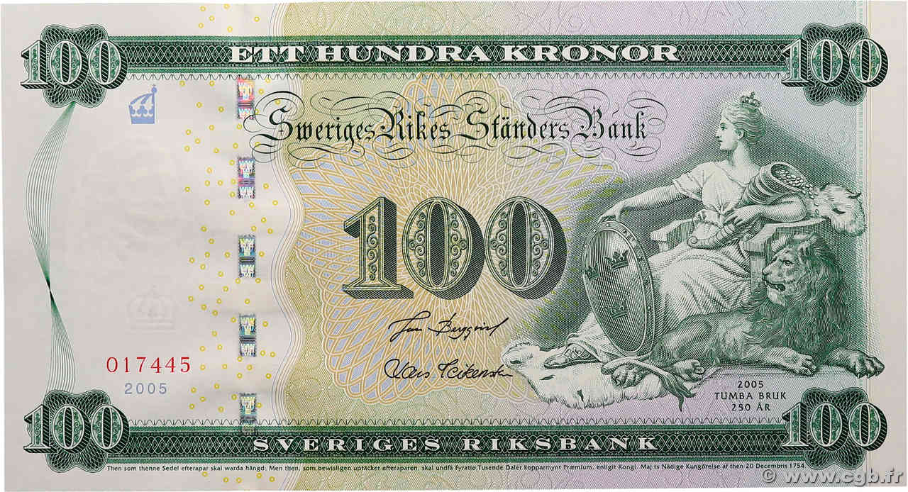 100 Kronor SWEDEN  2005 P.68 UNC
