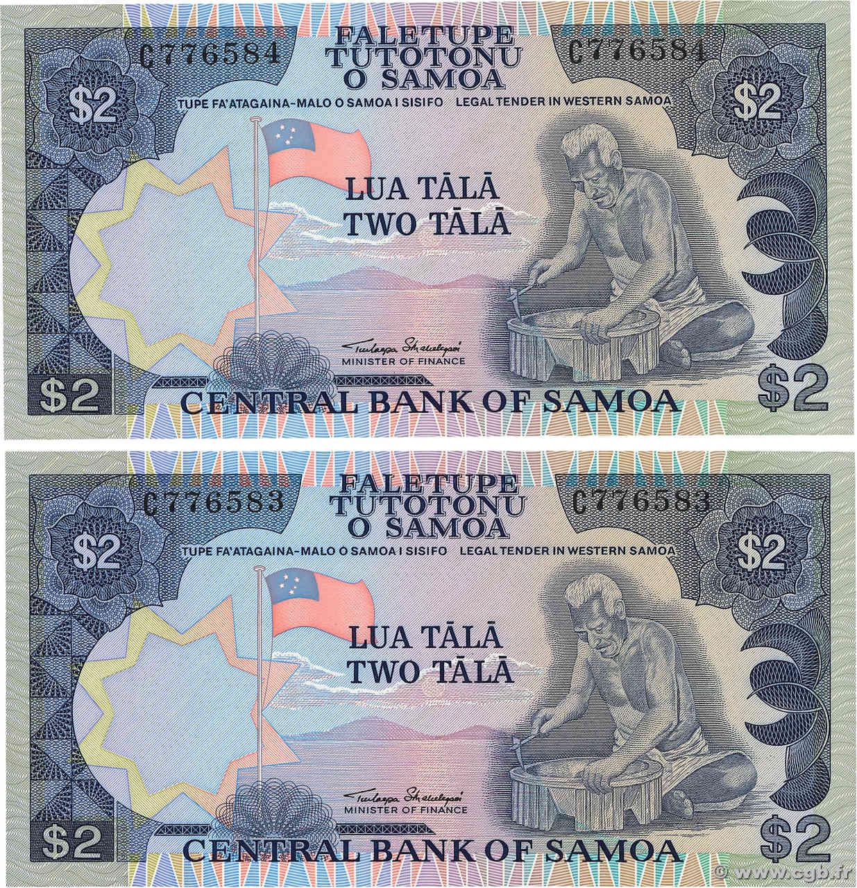 2 Tala Consécutifs SAMOA  1985 P.25 FDC