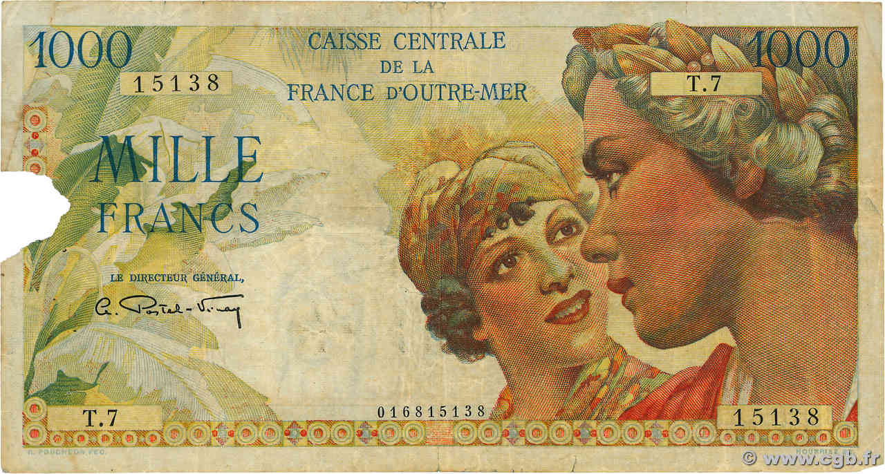 1000 Francs Union Française CCFOM AFRIQUE ÉQUATORIALE FRANÇAISE  1947 A.135a TB