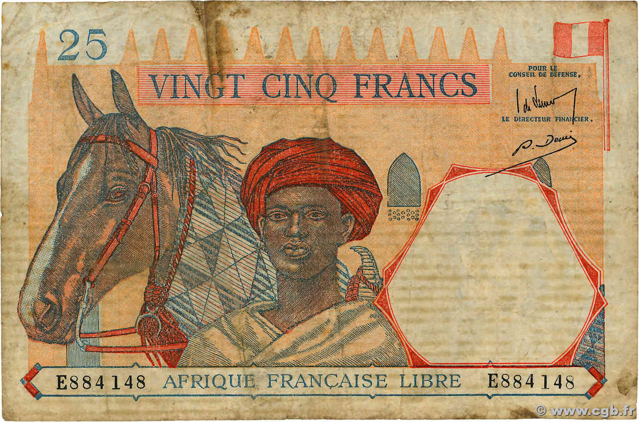 25 Francs type 1941 AFRIQUE ÉQUATORIALE FRANÇAISE Brazzaville 1943 A.115b G