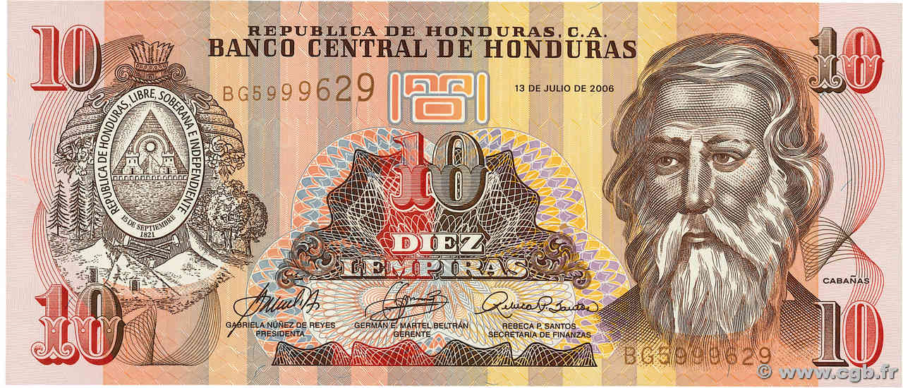10 Lempiras HONDURAS  2006 P.086d NEUF