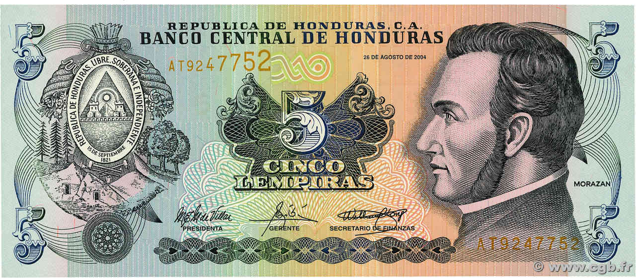 5 Lempiras HONDURAS  2004 P.085d NEUF