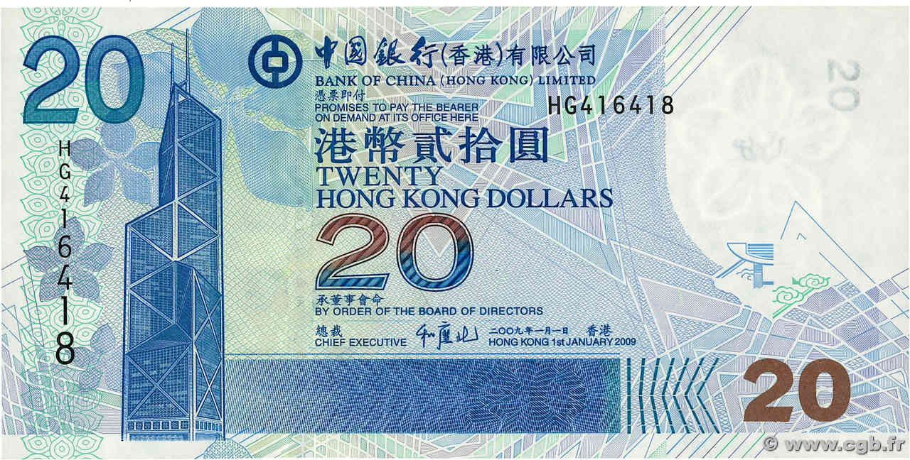 20 Dollars HONG KONG  2009 P.335f NEUF