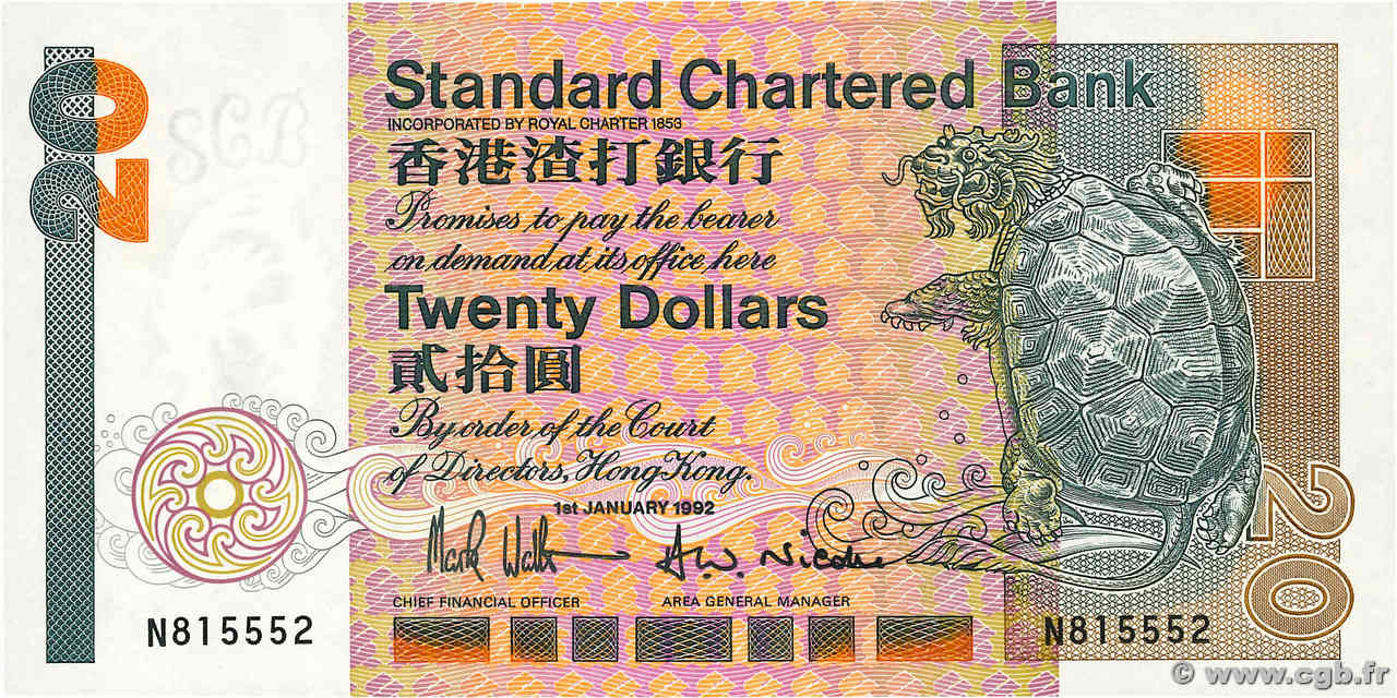 20 Dollars HONG KONG  1992 P.279b UNC