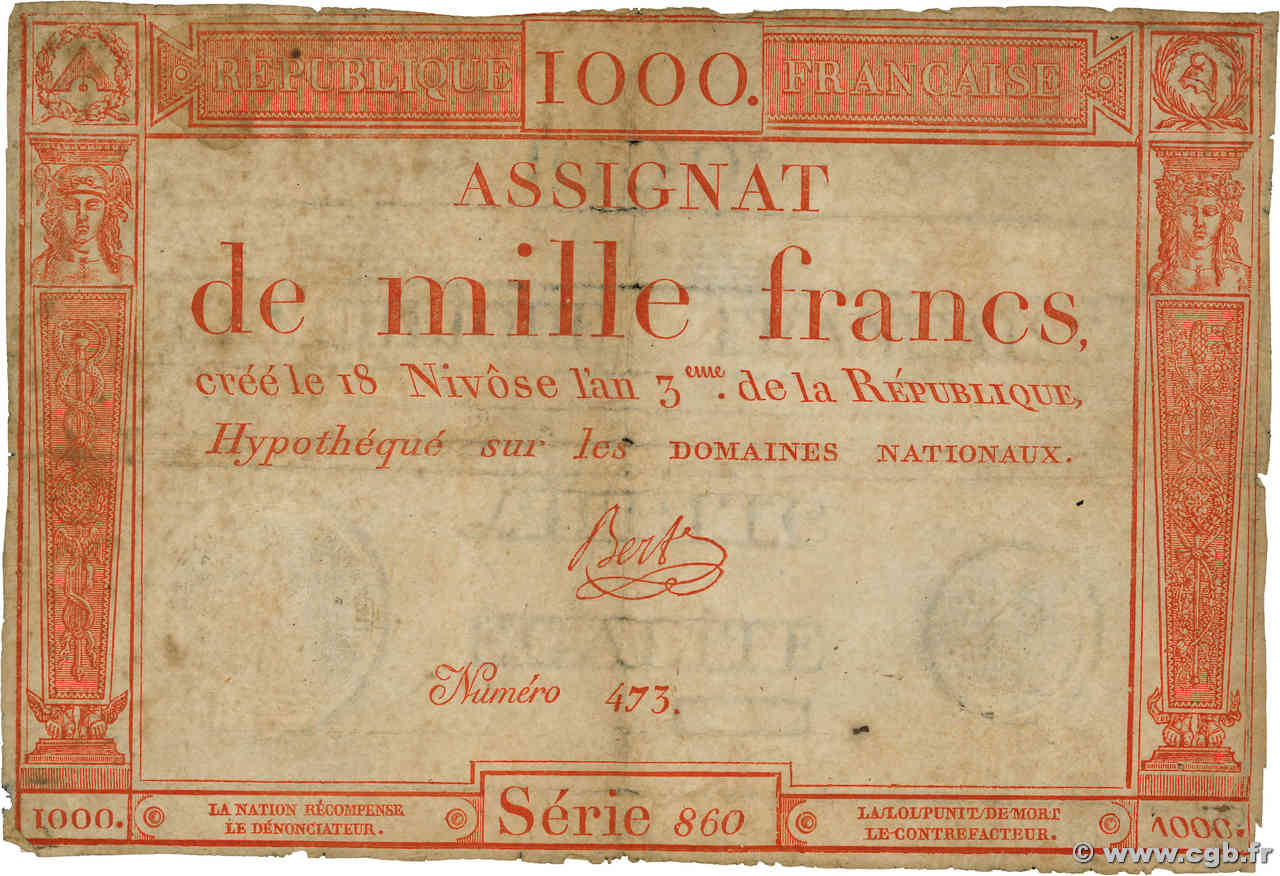 1000 Francs FRANCE  1795 Ass.50a B